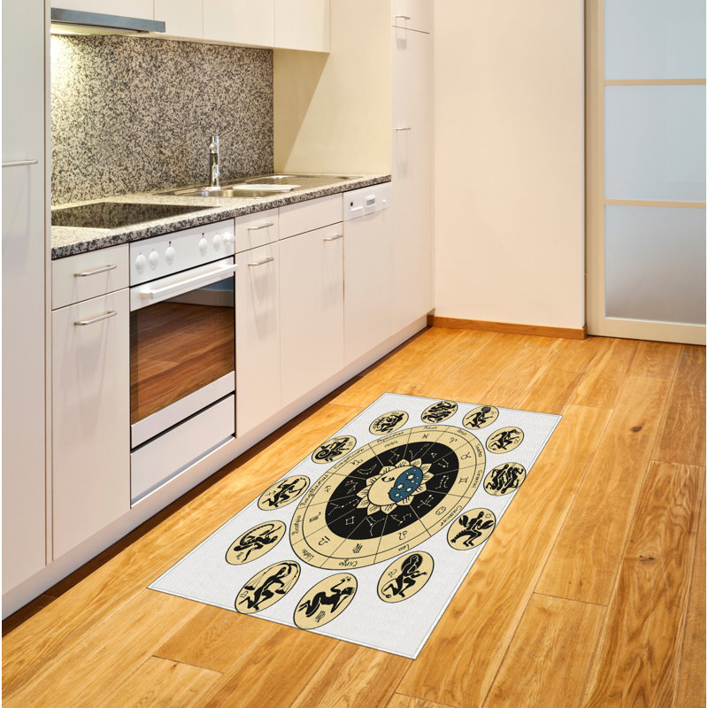 Tapis décoratif à longues fibres en polyester à haute densité Astrology, Rectangle 2 pi 7 po x 5 pi