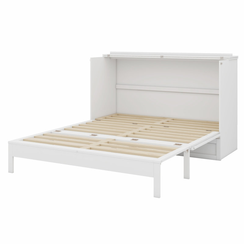 Lit escamotable avec grands tiroirs Murphy, Blanc, Double