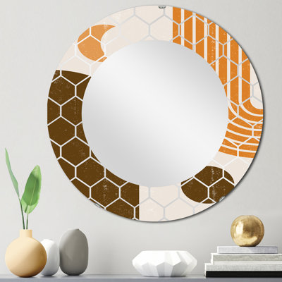 Abstrait arc-en-ciel géométrique dans des tons de terre - miroir mural moderne