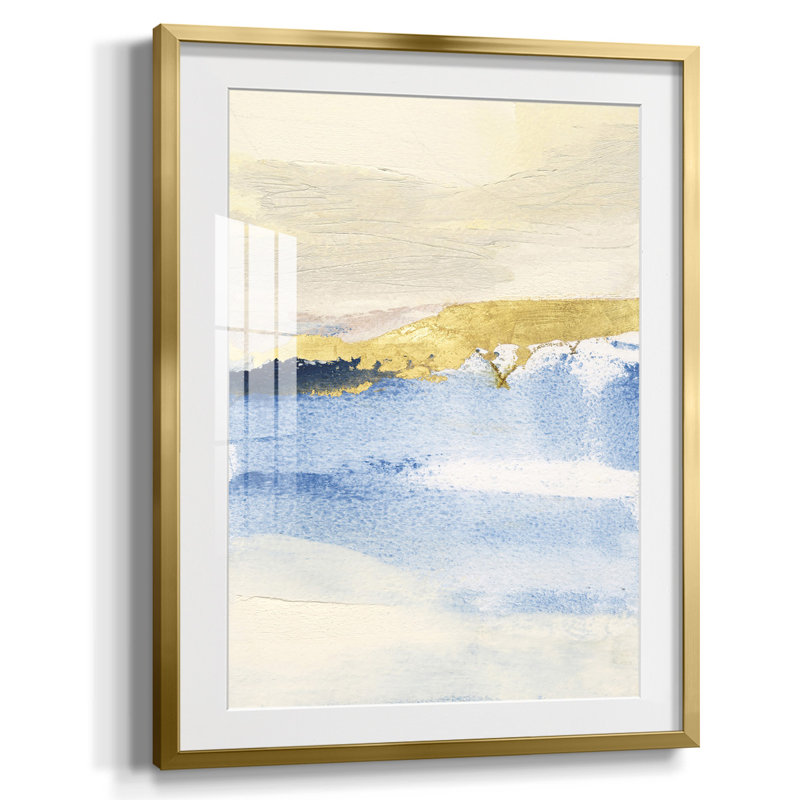 Ebian Pampa I, H 20 po x l 16 po, Papier avec cadre doré, Blanc