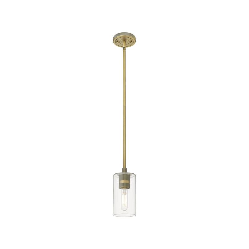 Luminaire suspendu Crown Point Light, Laiton brossé, Clair, H 8,38 po x l 4,5 po x P 4,5 po