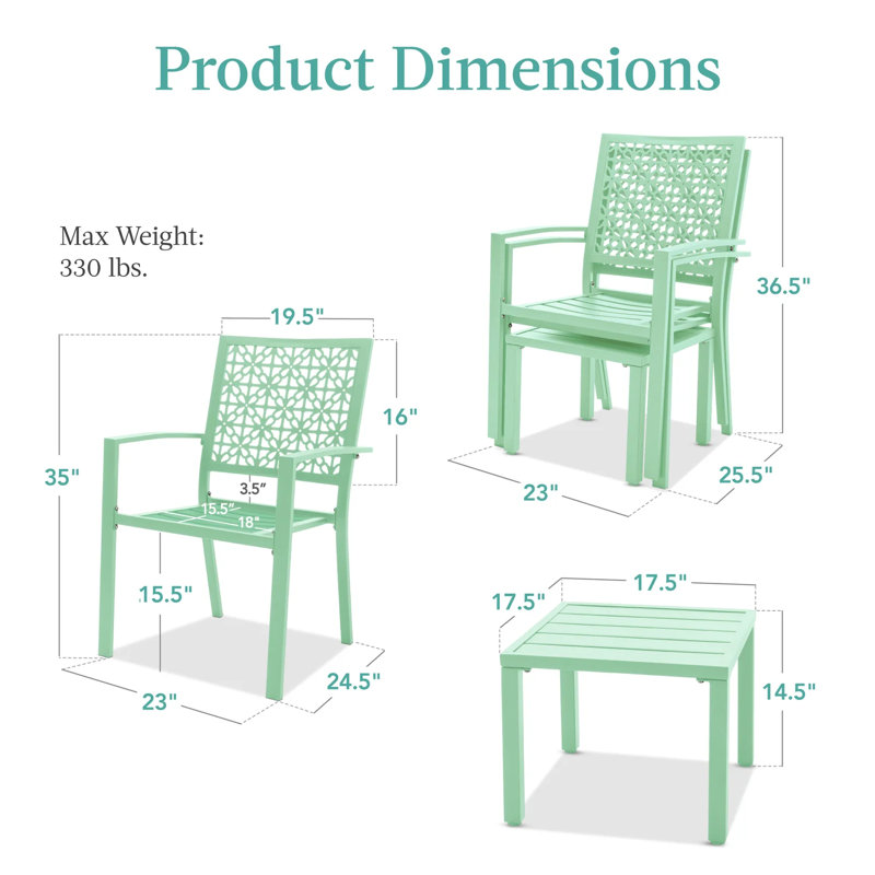 3-Piece Bistro Set, Teal
