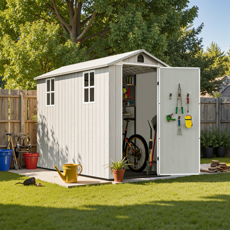 4 Ft. W X 8 Ft. D Resin Storage Shed, Gray