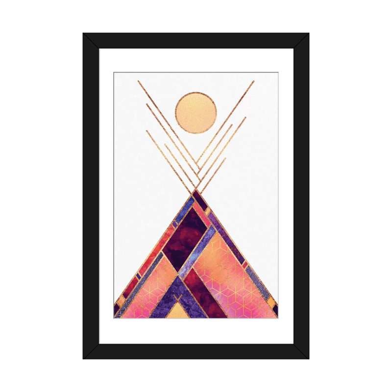 « tipi mountain », impression sur toile tendue, H 24 po x l 16 po x P 1 po, Blanc, Papier avec cadre noir