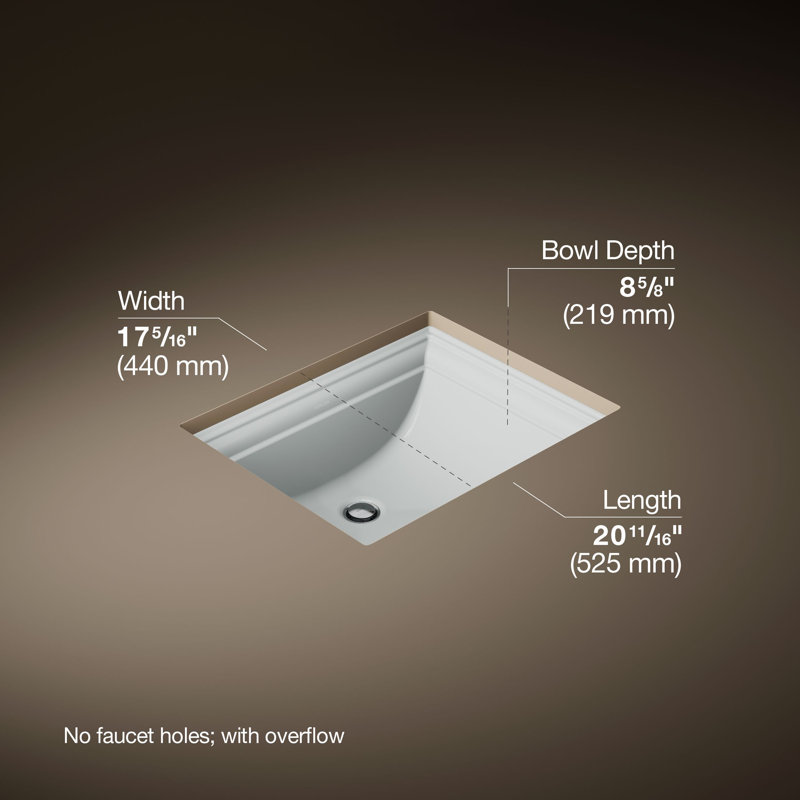Memoirs® Vitreous China Rectangular Undermount Bathroom Sink with Overflow, Ice Gray
