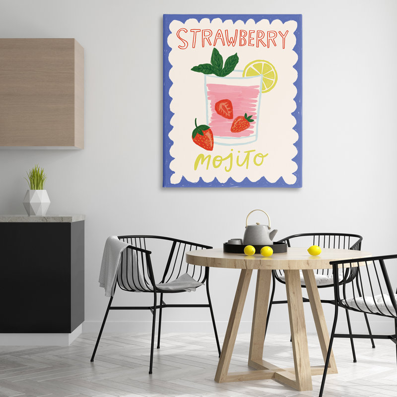  «Strawberry Mojito Drink», art mural par Lisa Barlow, H 48 po x l 36 po