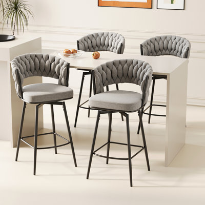 Ensemble de 2 chaises de bar pivotantes à 360 °, équipées d'un tabouret de comptoir à dossier moelleux, d'une chaise de cuisine moderne de luxe à pieds en métal, convient aux repas en famille, aux îlots de cuisine