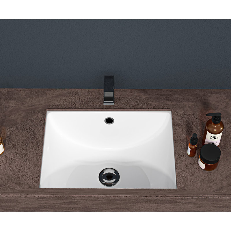 White Ceramic Rectangular Undermount Sink With Overflow - 18.5"X13.5", Modern Design, Stain For Different Areas Bathroom 18.5"X13.5" Undermount, Various Uses