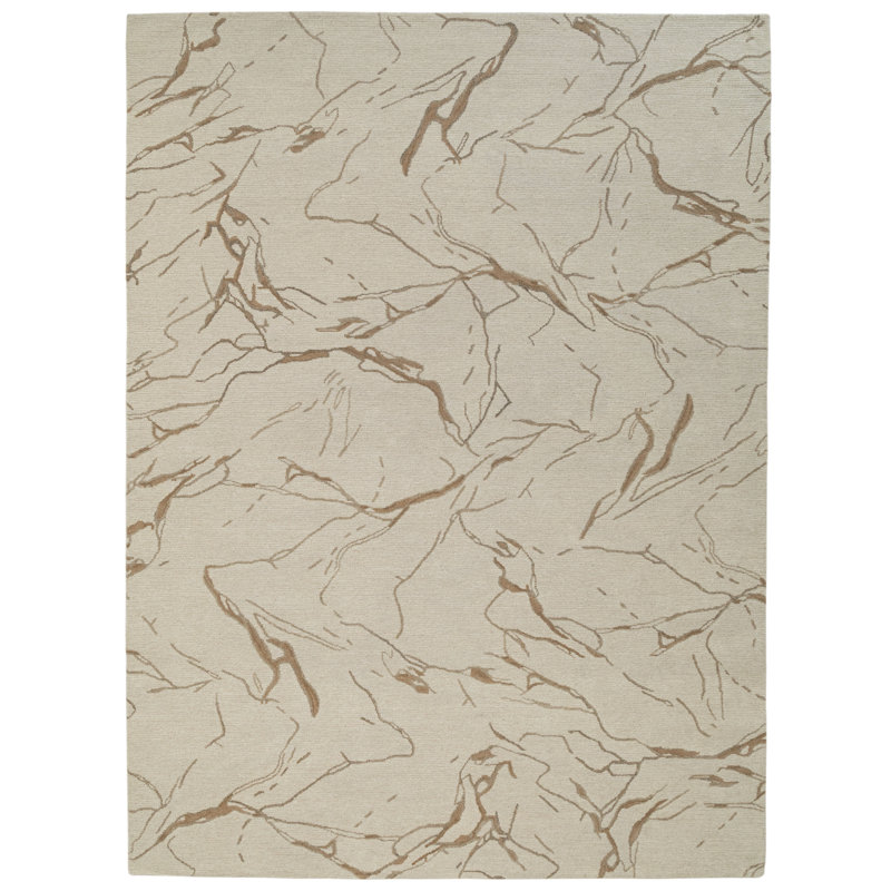 Dannie Ada Hand-Tufted Wool Abstract Area Rug, Rectangle 8'9" x 11'9", Ivory