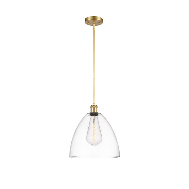 Luminaire suspendu en forme de globe à 1 lumière Alonta, H 45,75 po x l 12 po x P 12 po, Transparent, Or satiné
