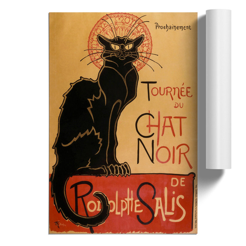 Tournee Du Chat Noir Cat by Theophile Steinlen - Frameless Print, 59cm H x 42cm W x 0.1cm D