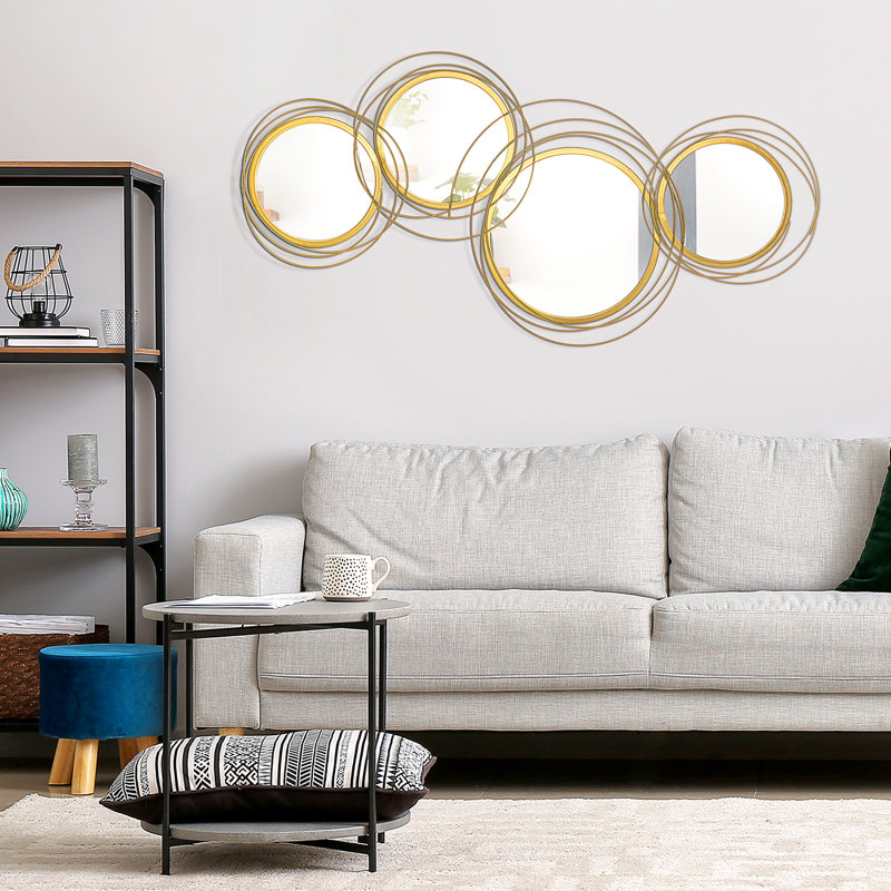 Décoration murale 3D or et métal - Miroir pour bureau de chambre à coucher, 42,25 po x 22 po