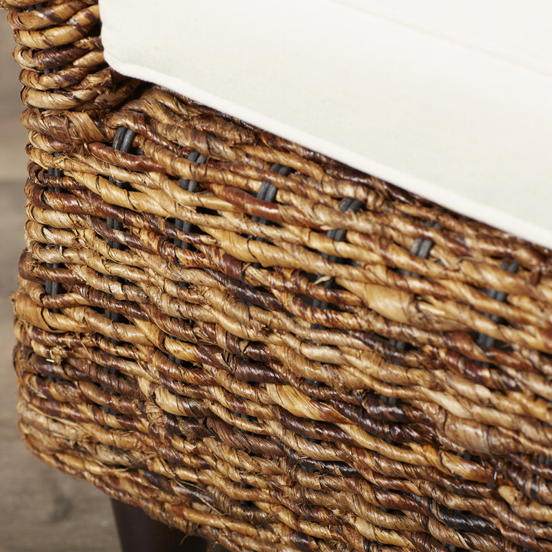 Calne Upholstered Wicker Bench