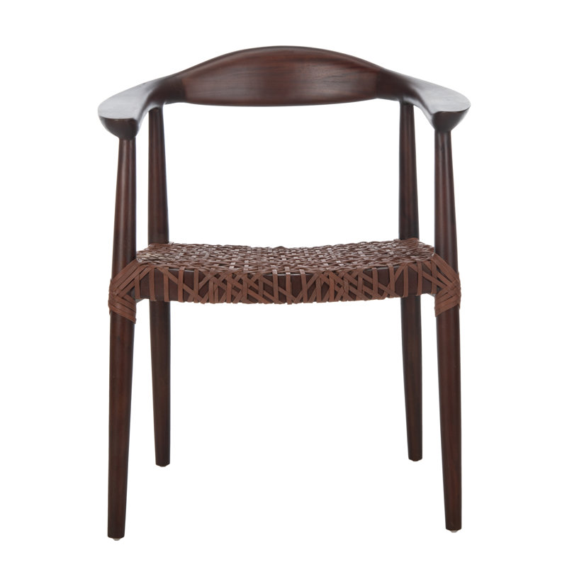 Kazbah 18.9'' H Leather Upholstered Armchair, Brown