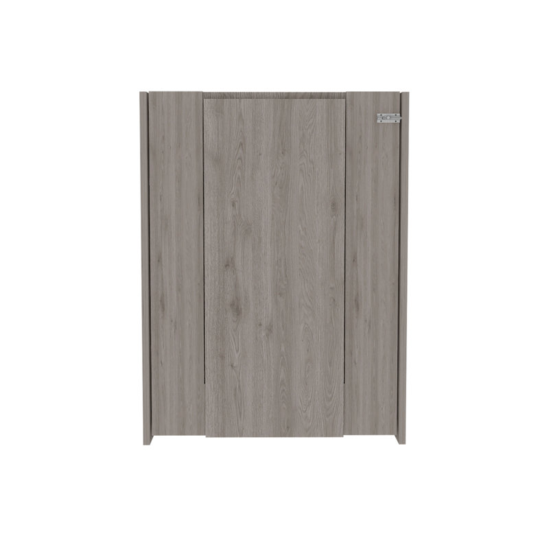 Wall Foldable Table With Multiple Shelves, Light Gray
