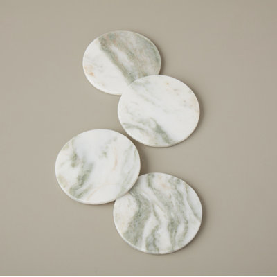 Green Tones Onyx Round Coasters, Set Of 4