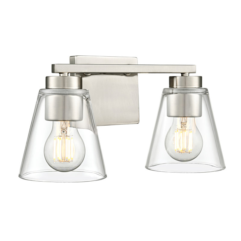 Meuble-lavabo 2 lumières 13 po Strayhan - Nickel brossé, 13 po de largeur, Nickel brossé, Deux lumières