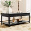 Table basse rectangulaire double couche avec compartiment de rangement caché et verrou d'empreintes digitales, marbre noir et blanc, convient aux résidences d'appartements, objets de rangement multifonctionnels, laminé à froid