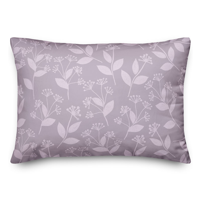  Floral Silhouette Soft Lilac Rectangular Pillow Cover & Insert