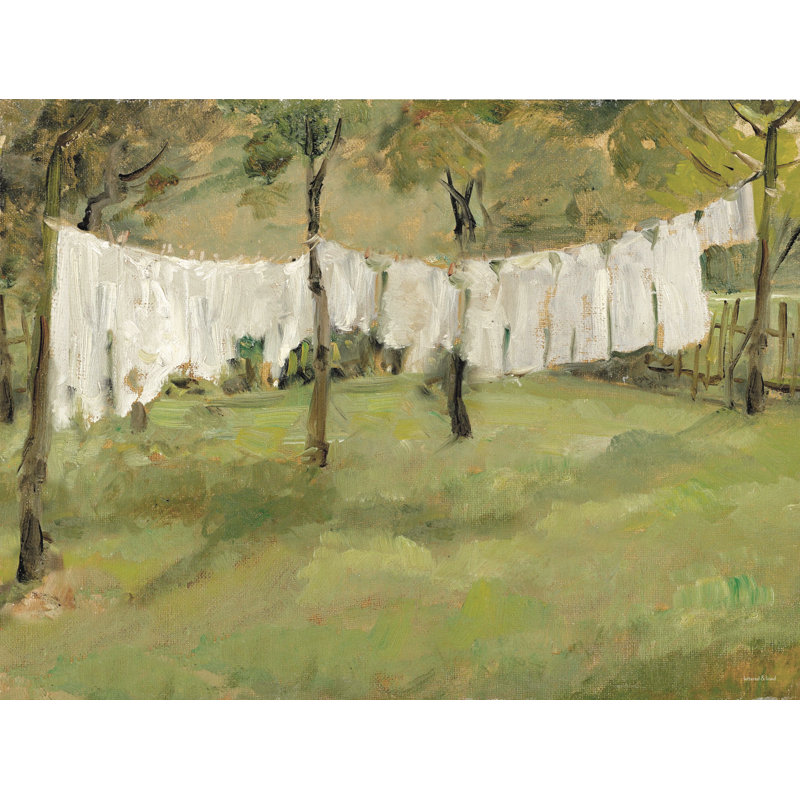 «Laundry Day I» par lettres et doublure imprimée à la machine, H 12 po x l 18 po, Toile tendue, Sans cadre