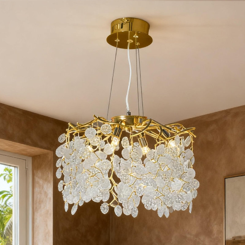 Lustre en cristal moderne à 5 lumières à intensité variable, luminaire suspendu branche d'arbre
