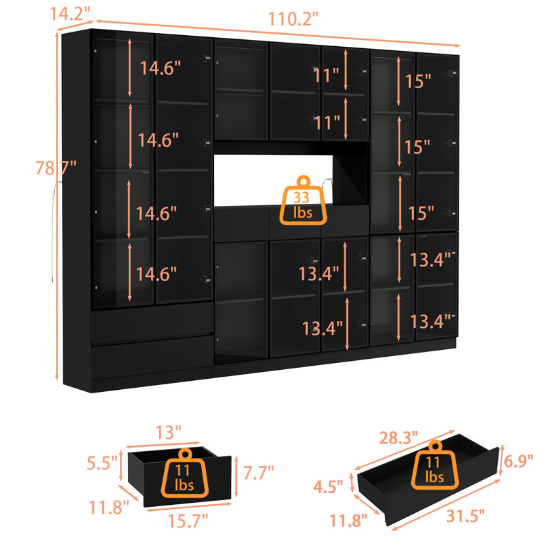 Hokku Designs H x 110 '' W Combination Bookcase Display