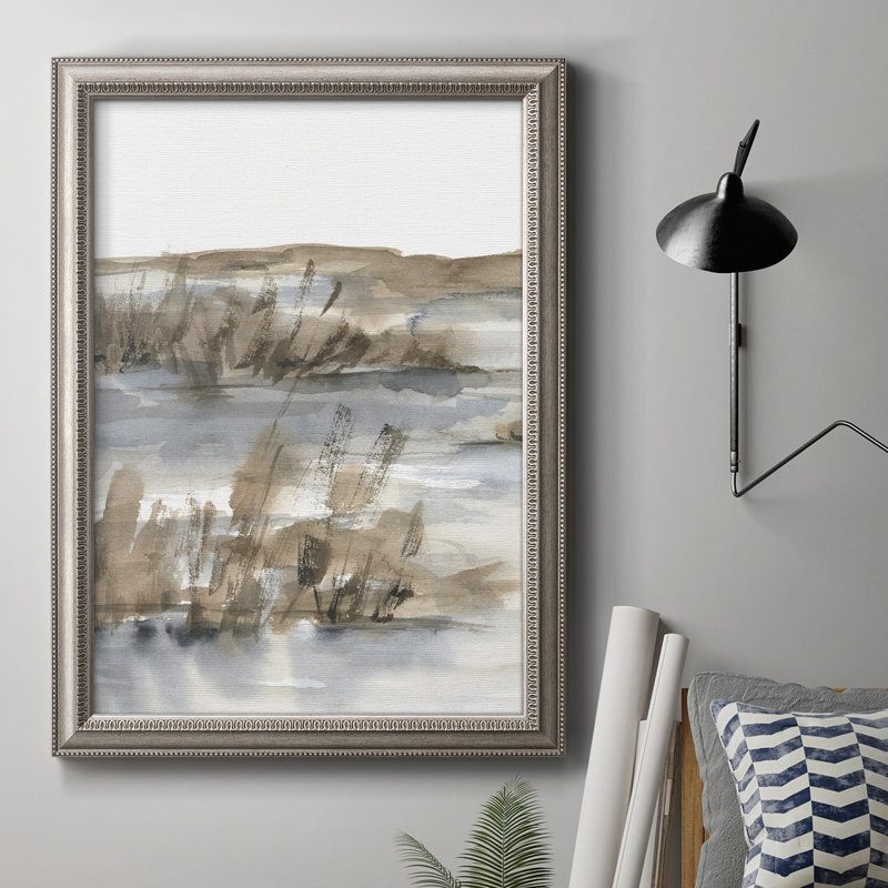 Toile encadrée de qualité supérieure bleu-gris Marsh IV - prête à être accrochée, H 20 po x l 16 po x P 2,5 po