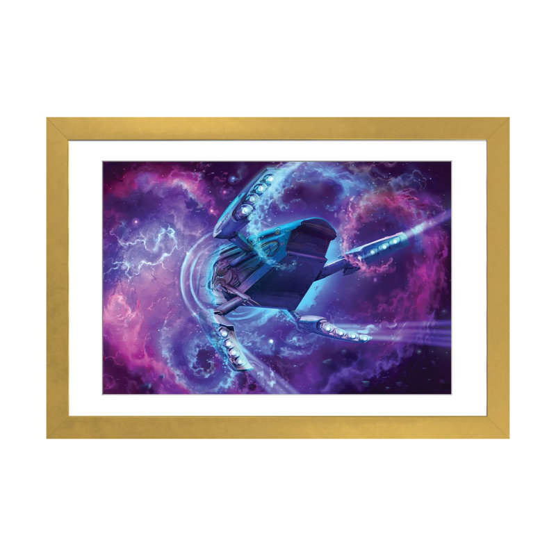 Ship Entering The Drift - Wall Art Print - Framed Fine Art Paper, Open Corner Framed Print Paper with Mat, 24" H x 16" W