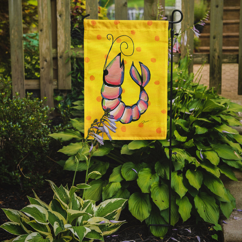 Drapeau de jardin à 2 côtés crevette, Jaune / rose