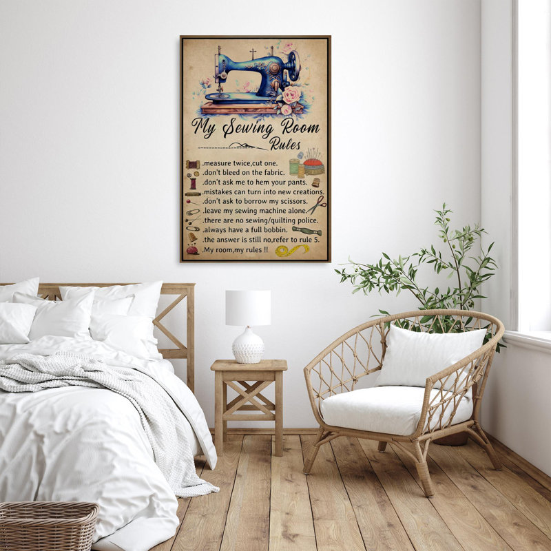 «Kirstynn My Sewing Room Rules on Canvas», impression, H 36 po x l 24 po x P 1,25 po