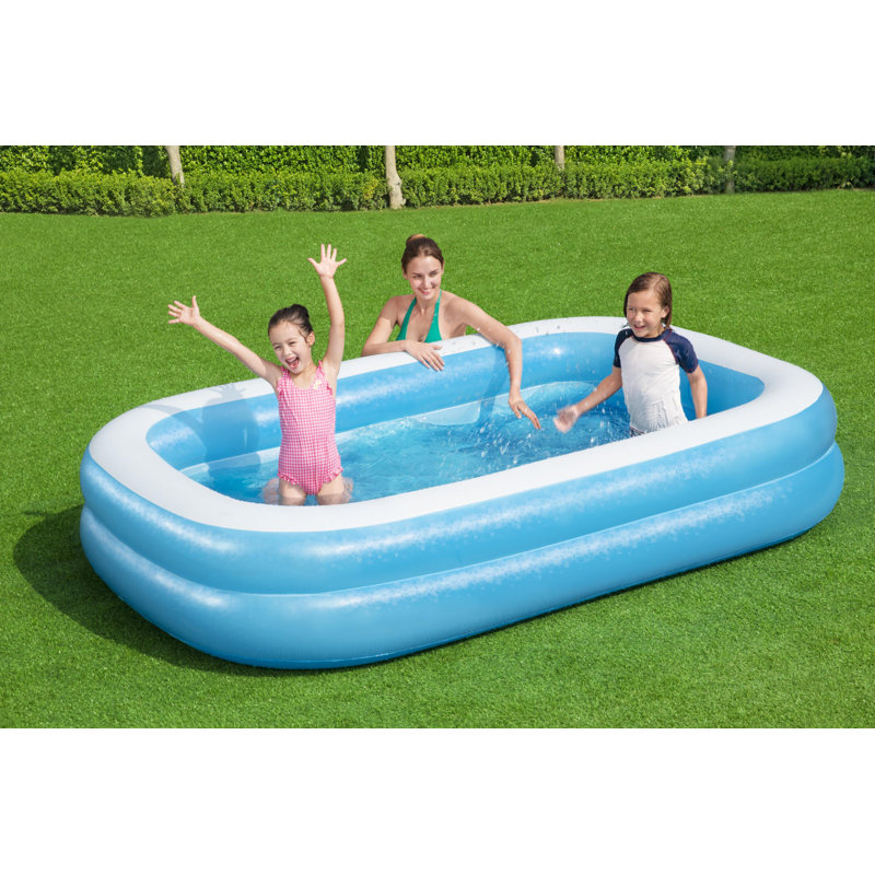 Bestway Blue Rectangular Inflatable Family Pool 3.05 M, 262cm L x 175cm W x 51cm H