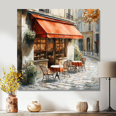 Paris Cafe Wall Art, Vintage Street Canvas, Parisian Café 1920S Scene