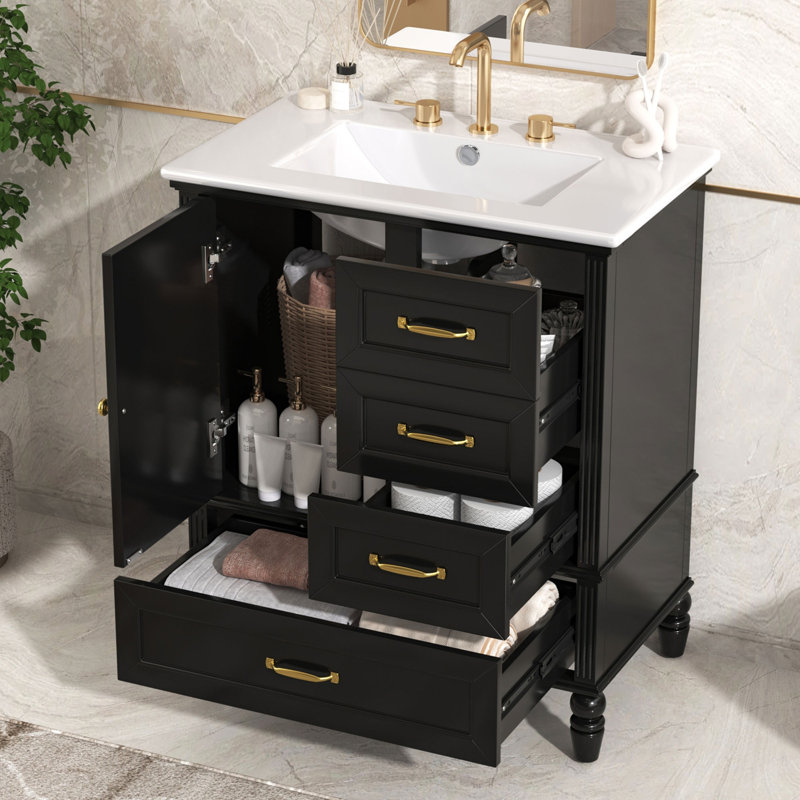 Meuble-lavabo 30 po avec lavabo, Noir