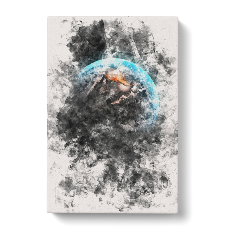 Stars Surrounding Planet Earth - Wrapped Canvas Painting Print, 60cm H x 40cm W x 3cm D