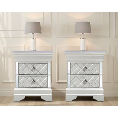 Poznan Silver Champagne Nightstand Set Of 2