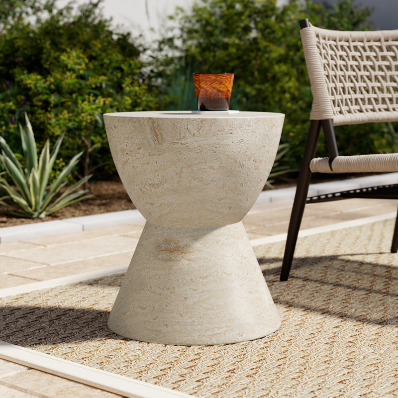 Tyche Northrup Concrete Side Table, Travertine