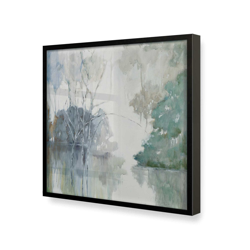 Impression sur toile Tranquil Waterscape View, H 17,5 po x l 17,5 po, Reproduction encadrée sans passe-partout, Noir