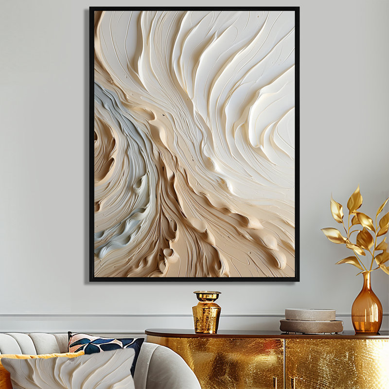 Reproduction d'art sur toile, blanc et or champagne III, H 20 po x l 12 po x P 1 po, Cadre flottant noir
