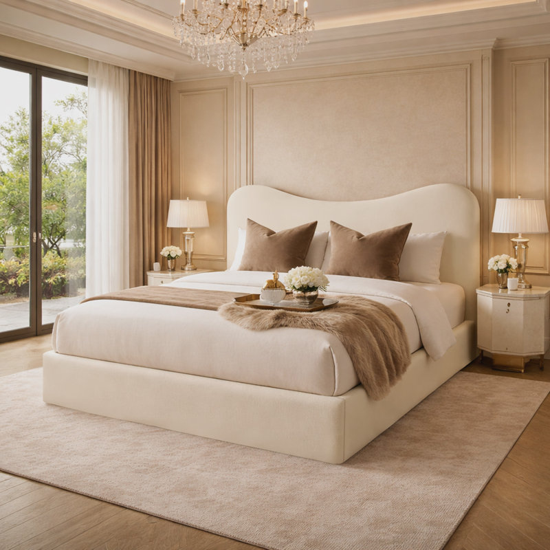 Upholstered Bed, Cream, Single (3')