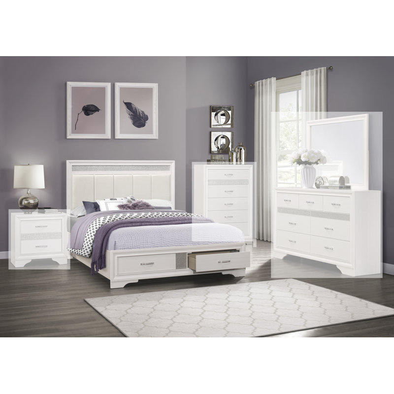 Michaela Vegan Leather Standard Storage Bed, King, White