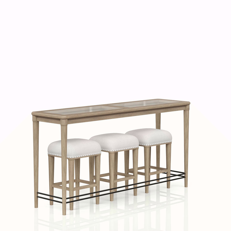 Console en verre givré avec 3 tabourets