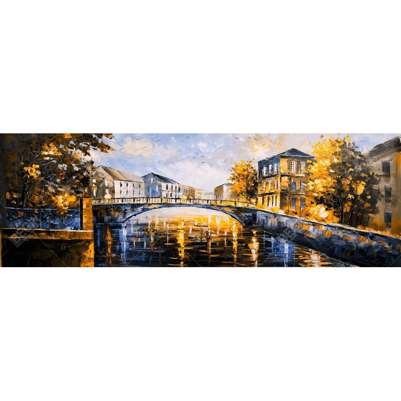 Pont par une journée ensoleillée - Toile encadrée