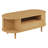 47.2" Mid-century Modern Oval Coffee Table With Rattan Sliding Door, Drawer & Open Storage, Solid Wood Legs-1167030688
