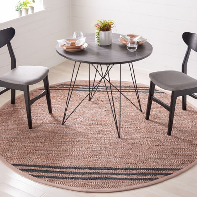 Riffle Hand Woven Leather/Cotton/Jute Rug in Brown/Black