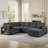 117" Modular Sectional Sofa With Storage Chaise, Pull-Out Bed, And Bookcase –  Corduroy Upholstery-121095280