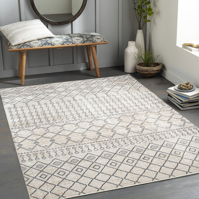 Tapis bleu / gris Swampscott, Rectangle 5 pi 3 po x 7 pi
