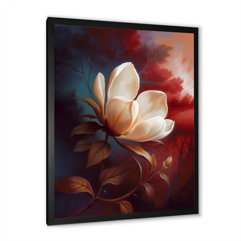 «Cream Magnolia Dreams II», reproduction sur toile encadrée, Cadre photo noir, H 20 po x l 12 po x P 1 po