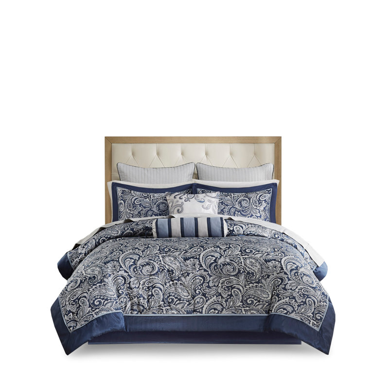 12 Piece Comforter Set With Bed Sheets Navy