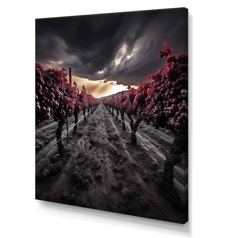 «Gray Gray Vibrant Vineyard» sur toile, H 40 po x l 30 po x P 1,5 po, Toile tendue