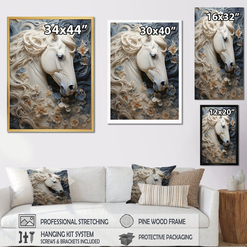 Luscious Unicorn Fantasy Hair - impressions sur toile de licornes, H 32 po x l 16 po, Cadre simple noir